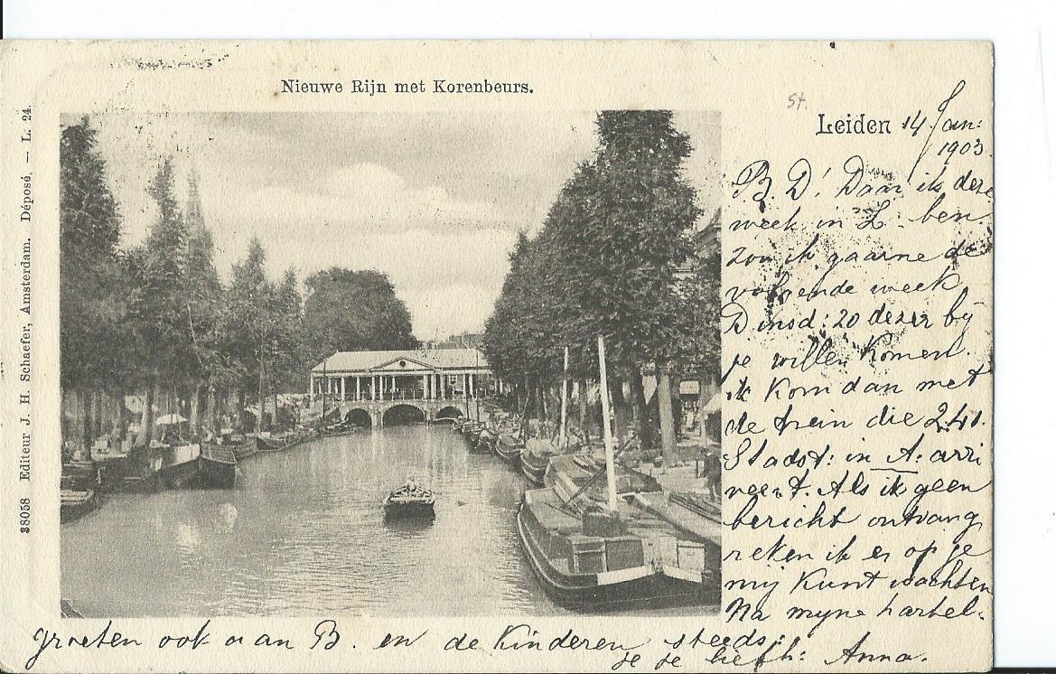 Leiden (ZH), Nieuwe Rijn met Korenbeurs