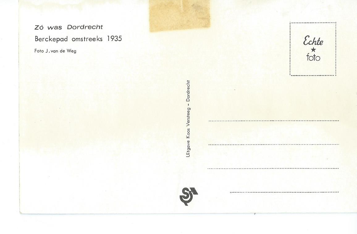 Dordrecht (ZH), Berckepad omstreeks 1935
