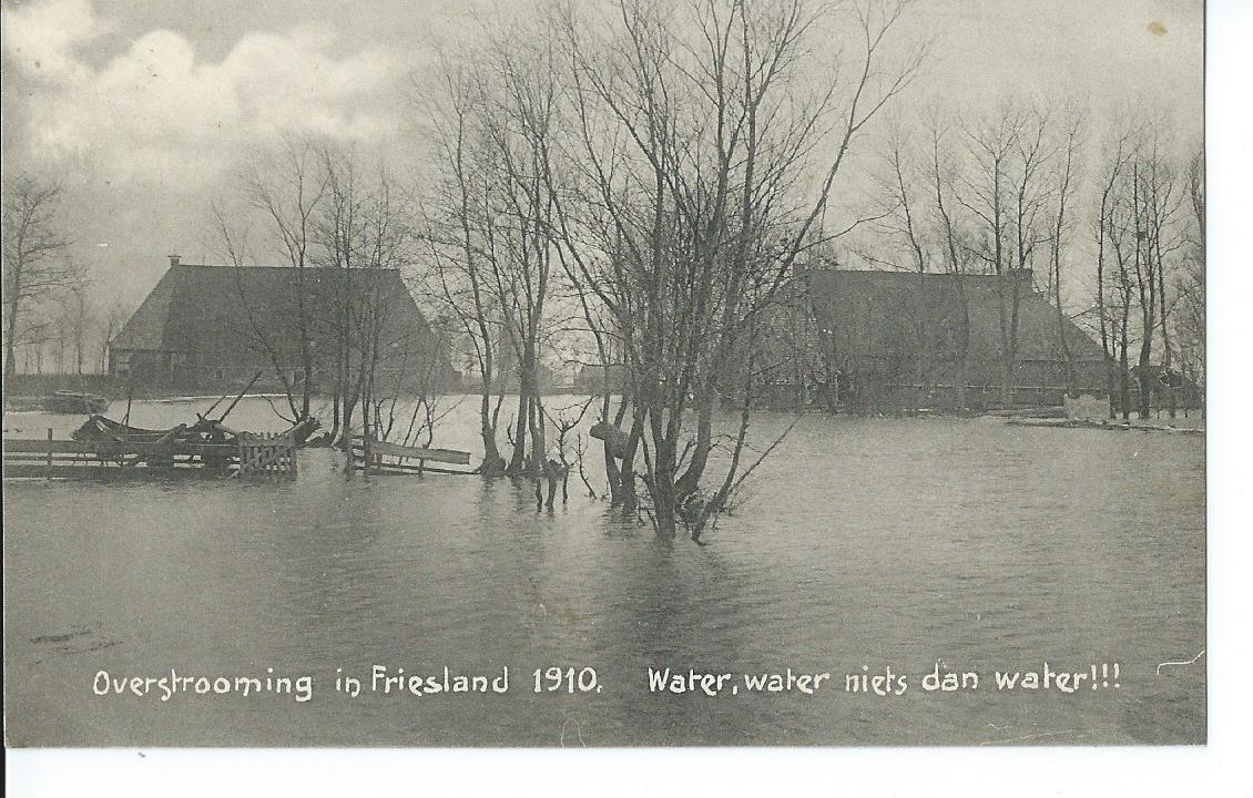 Friesland (FR), Overstrooming 1910, Water, water niets dan water!!!