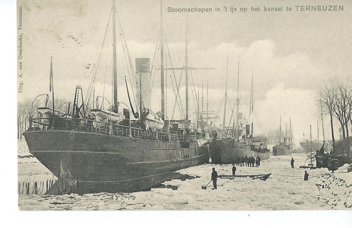 Terneuzen (ZL), Stoomschepen in 't ijs op het kanaal