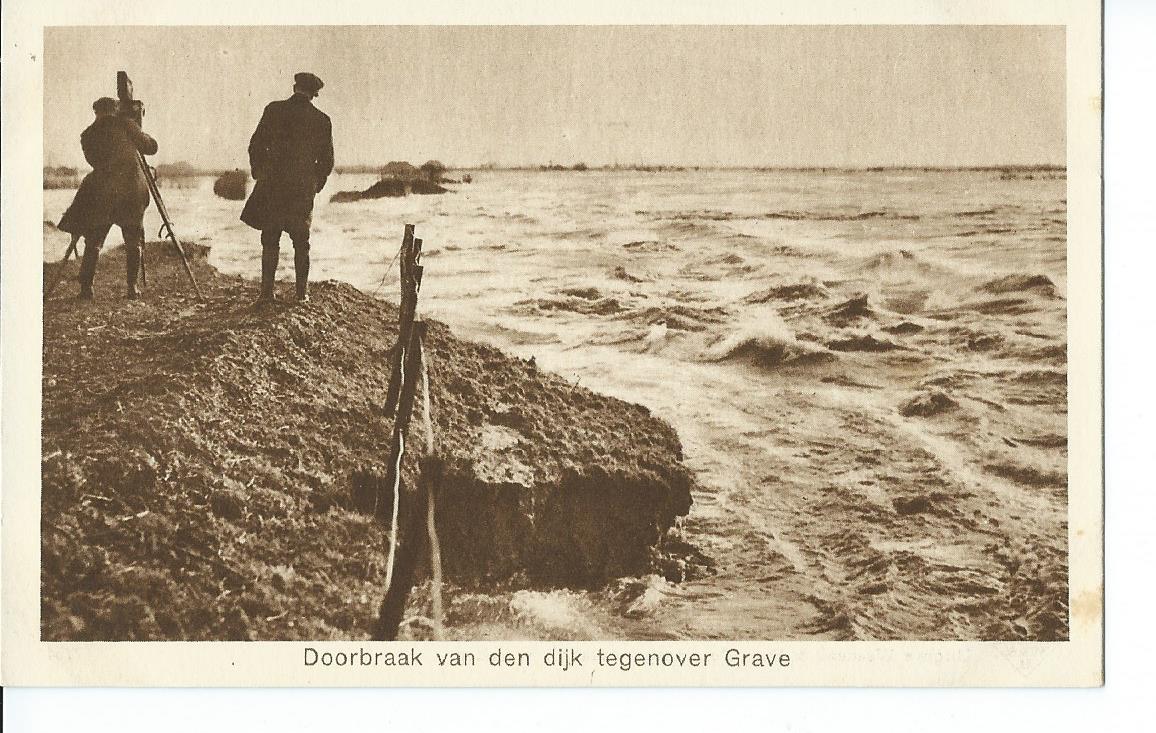 Grave (NB), Doorbraak van den dijk tegenover Grave