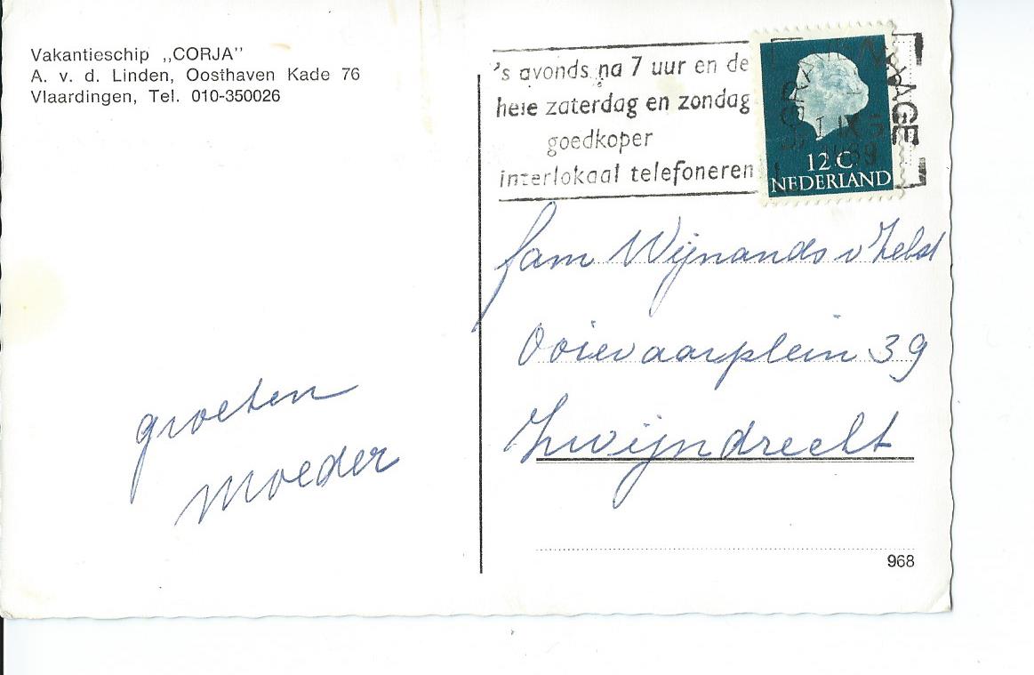 Vlaardingen (ZH),  Vakantieschip "CORJA"