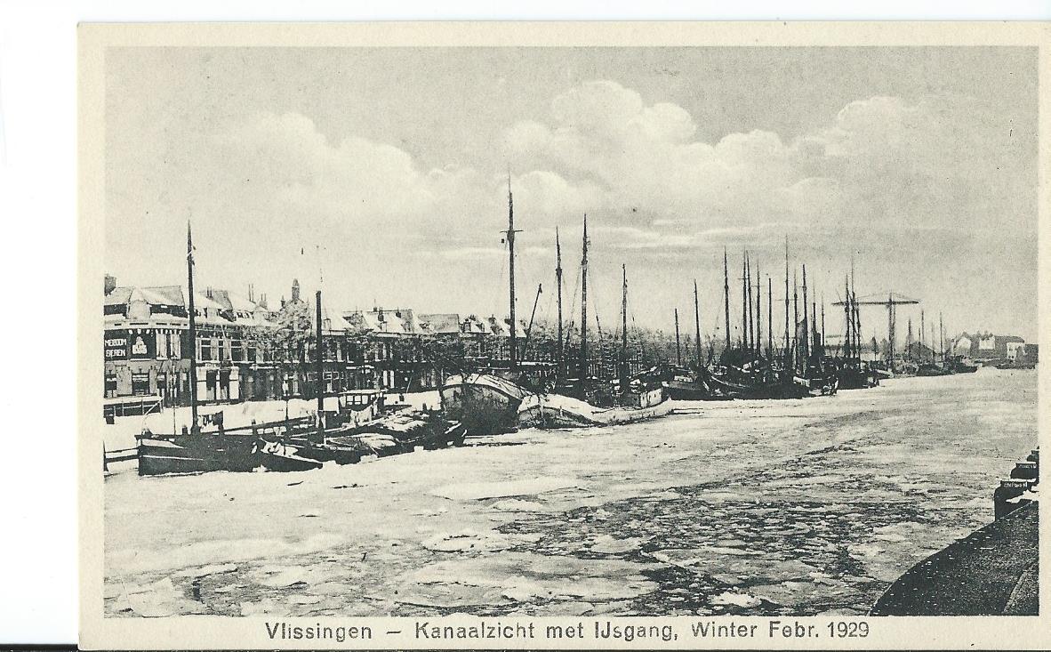 Vlissingen (ZL), Kanaalzicht met IJsgang, Winter Febr. 1929